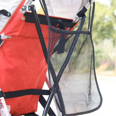 Portable Mesh Baby Stroller Hanging Storage Bag Travel Storage Pouch Black