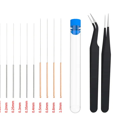 Kit d'Outils de Drageage d'Essuie-Glace d'Aiguilles de Nettoyage de Buse en Acier Inoxydable avec Tube de Rangement et Pinces