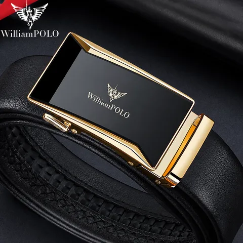 Cintura in Vera Pelle da Uomo Fibbia in Metallo Automatica Business Casual Lussuosa Cintura Elegante Con Confezione Regalo Per Uomo