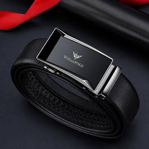 Cintura in Vera Pelle da Uomo Fibbia in Metallo Automatica Business Casual Lussuosa Cintura Elegante Con Confezione Regalo Per Uomo