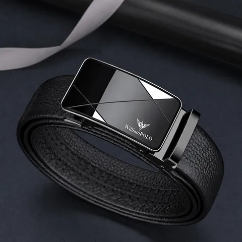Cintura in Vera Pelle da Uomo Business Casual Fibbia Automatica Cintura in Pelle Elegante Fibbia in Metallo Cinturino in Vita