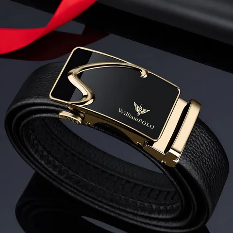 Cintura da Uomo in Vera Pelle con Fibbia Automatica Business Casual Pelle Bovina di Alta Qualità Lusso Con Confezione Regalo