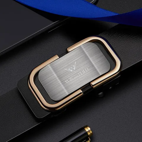 Ceinture Automatique en Cuir Véritable pour Hommes Casual Affaires Ceinture en Cuir de Vache Avec Quincaillerie en Alliage Accessoires de Mode
