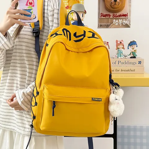 Casual Campus Style Letter Printed Large Capacity Student School Backpack Waterproof Nylon Bookbag For Teen Girls