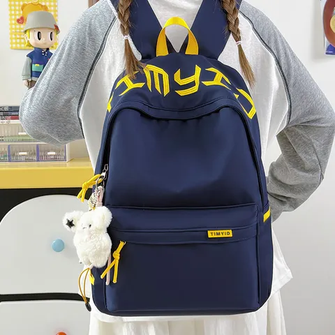 Casual Campus Style Letter Printed Large Capacity Student School Backpack Waterproof Nylon Bookbag For Teen Girls