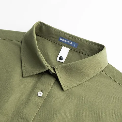 Men's Casual Cotton Shirt Turn-Down Collar Short Sleeve Solid Color Business Button-Up Shirt Summer Men Clothing