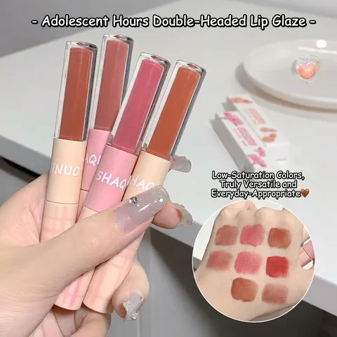 Διπλό Lip Gloss Βελούδινο Ματ Λάσπη Χειλιών Ενυδατικό Καθρέφτης Νερού Teinte Χειλιών Για Βελτίωση Όψης Καθημερινό Μακιγιάζ Δώρο