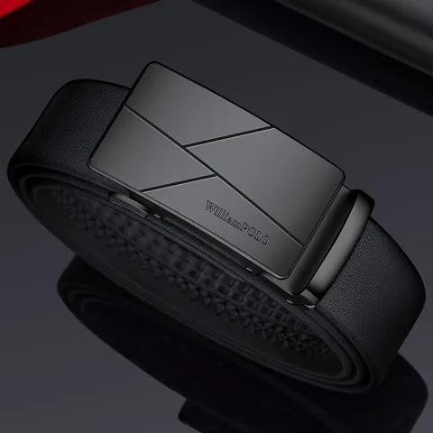 Cinturón de Cuero Auténtico para Hombre con Hebilla Automática Business Casual Cinturón de Vestir de Trinquete de Metal para Hombres Correa de Cintura de Moda