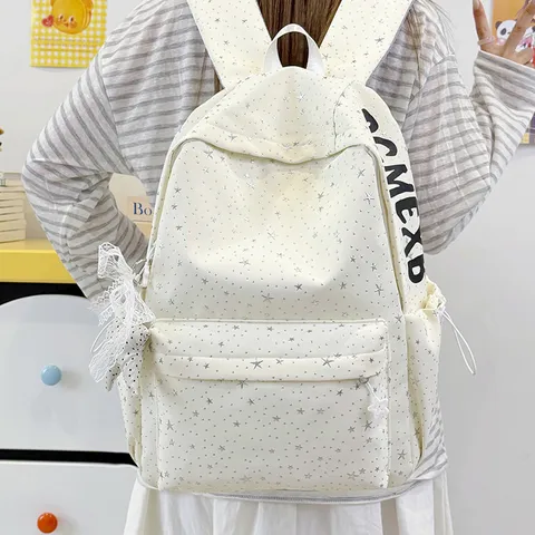 Waterproof Nylon Starry Sky Print School Backpack For Teen Girls Student Large Capacity Casual Travel Bookbag