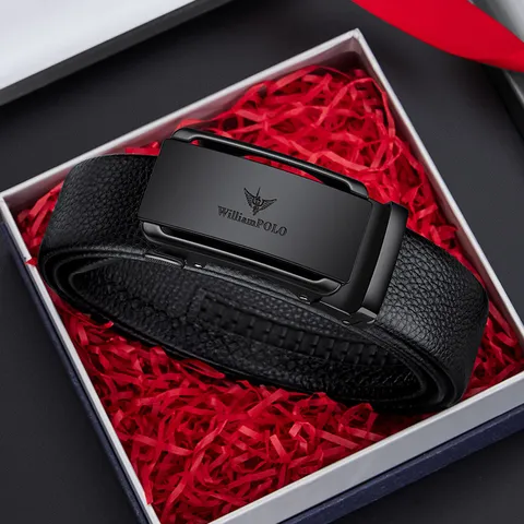 Cintura in Pelle da Uomo Fibbia Automatica Affari Casual Cintura in Pelle Bovina Con Opzioni di Scatola Regalo Cinturino da Vita Moda Per Uomini