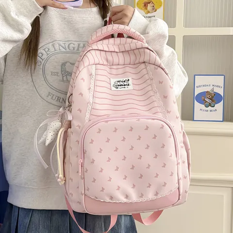 Lightweight Large Capacity Nylon School Backpack Waterproof Casual Travel Bookbag For Students Teen Girls Daily Commuting