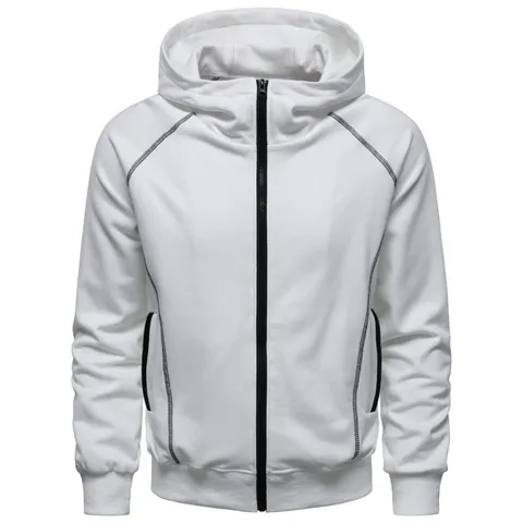 Men's Contrast Stitching Zip-Up Hooded Hoodie Jacket Cotton Blend Loose Casual Long Sleeve Sporty Sweatshirt Outdoor Outerwear