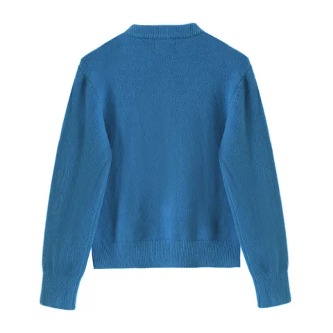 Dames Gebreid Vest Ronde Hals Lange Mouw Single-Breasted Gouden Knopen Slim Fit Polyester Gebreide Trui Top Voor Dagelijks Gebruik