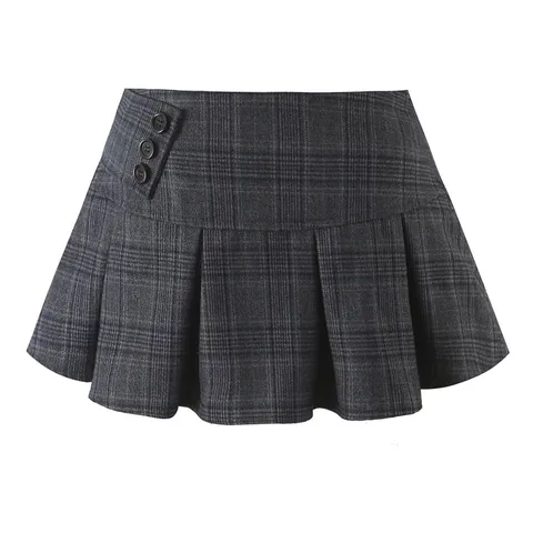 Women's Preppy Style Plaid Pleated Mini Skirt High Waist Short Skirt Casual Commuter Skirt For Women Fashion Apparel