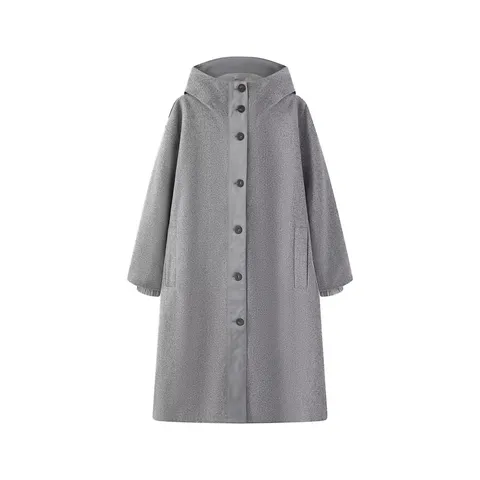 Women's Long Hooded Trench Coat Splicing Quilted Windbreaker Jacket Loose Single Breasted Outerwear Streetwear Casual Thick Overcoat