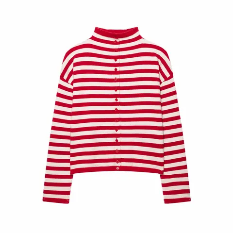 Women's Vintage Striped Knit Cardigan Outerwear Top