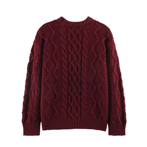 Γυναικείο Casual Pullover Crew Neck Long Sleeve Cable Knit Sweater Loose Fit Solid Color Polyester Autumn Winter Top