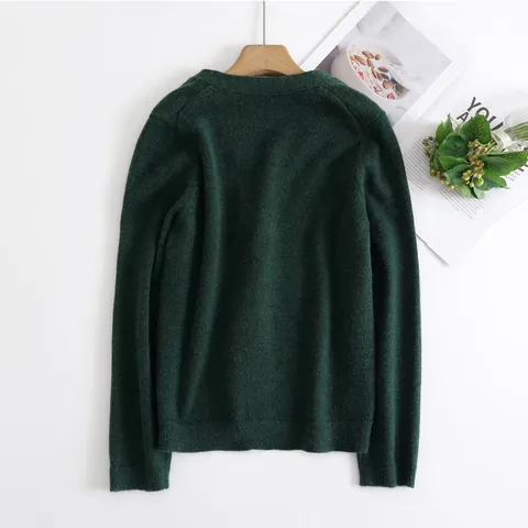 Γυναικείο Casual V-Neck Μακρυμάνικo Πλεκτό Ζακέτα με Κουμπιά Μονόχρωμο Χαλαρό Μόδα Πουλόβερ Κορυφή
