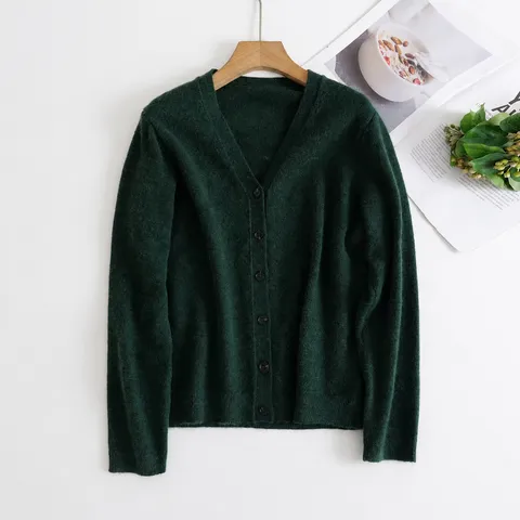 Γυναικείο Casual V-Neck Μακρυμάνικo Πλεκτό Ζακέτα με Κουμπιά Μονόχρωμο Χαλαρό Μόδα Πουλόβερ Κορυφή