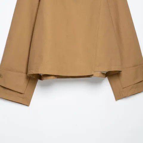Damen Casual Stehkragen Kurzer Trenchcoat Einfarbig Locker Langer Ärmel Trendy Mode Streetwear Jacke