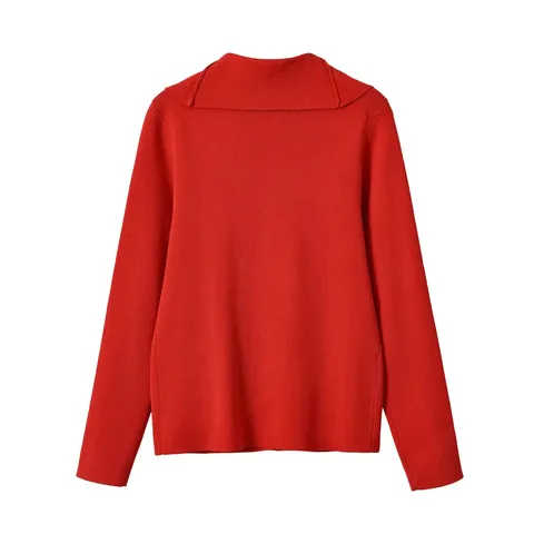 Women Fashion Casual Knit Cotton Cardigan Lapel Long Sleeve Button Decor Slim Fit Streetwear Top Soft Knitwear Sweater