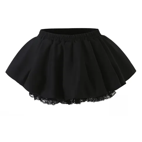 Womens Casual High Waist Bubble Mini Skirt Sweet Cool Style Pleated Lace Trim Short Skirt Summer Party Wear