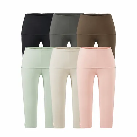 Dames Fitness Yoga Capribroek Hoge Taille Slim Stretch Split Zoom Casual Broek