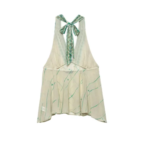 Women's Halter Neck Backless Top Summer Casual Sleeveless Tie-Dye Printed Sequin Embroidered Slim Fit Fashion Halter Top