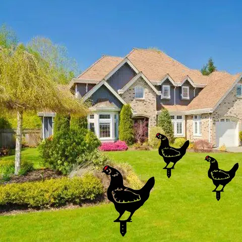Acrylic Chicken Garden Stake Yard Art Outdoor Lawn Decoration Simulation Black Hen Yard Sign Decor