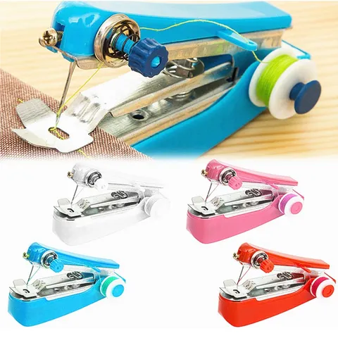 Handheld Portable Manual Sewing Machine Mini Household Hand Sewing Tool Compact Cloth Mending Device For Travel Home