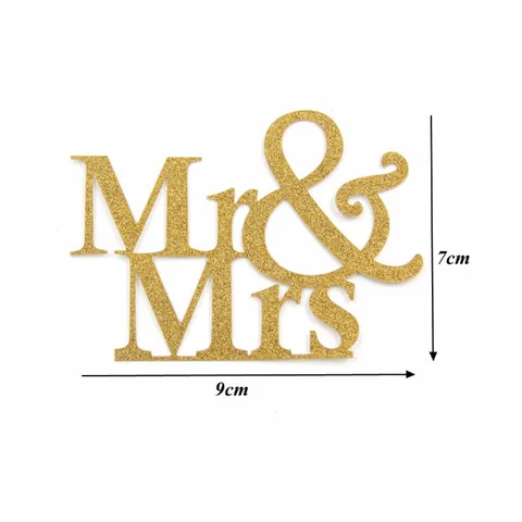 Mr And Mrs Wedding Cake Topper Glitter Paper Dessert Table Decoration Party Celebration Cake Insert Card
