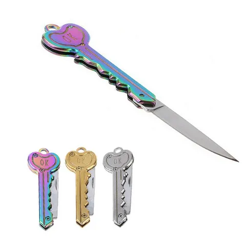 Stainless Steel Folding Key Pocket Knife Portable Outdoor Camping Multi Tool Miniature Key Chain Knife