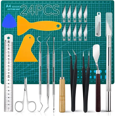 DIY Vinyl Entgitterungs Werkzeugset Handwerk Schnitzset Metall Holz Kunststoff Präzisionsmesser Schaber Pinzette Für Kunsthandwerk