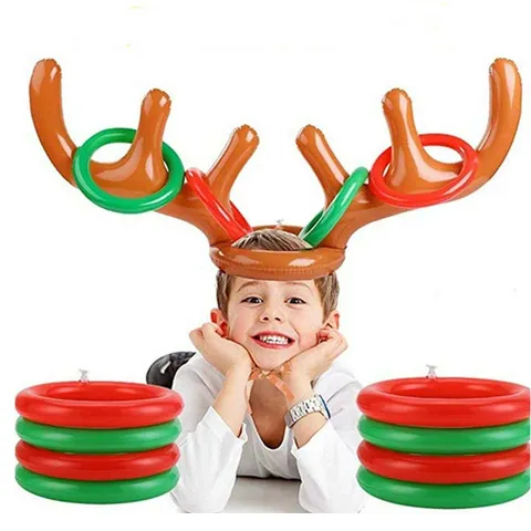 Opblaasbaar Rendier Gewei Ring Worp Spel Kerstfeest Familie Interactief Speelgoed PVC Vakantie Feestbenodigdheden