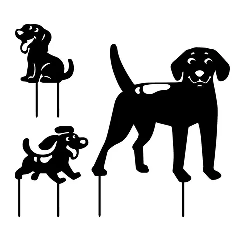 Acrylic Dog Garden Stake Outdoor Yard Art Waterproof Silhouette Lawn Decor Cute Animal Sculpture For Courtyard Lawn Pathway Decoration