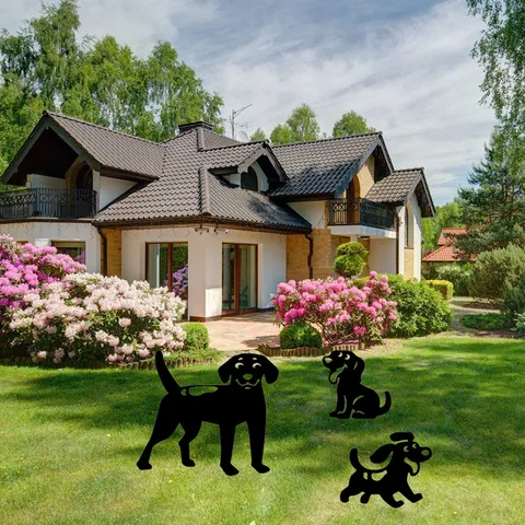 Acrylic Dog Garden Stake Outdoor Yard Art Waterproof Silhouette Lawn Decor Cute Animal Sculpture For Courtyard Lawn Pathway Decoration