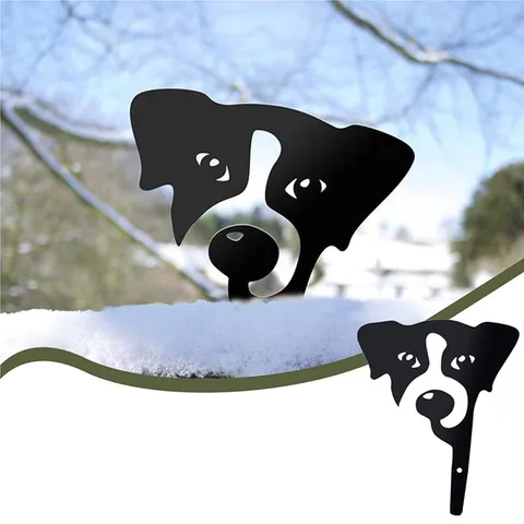 Acrylic Black Peeping Cat Dog Fox Garden Yard Art Silhouette Outdoor Lawn Fence Decorative Stake Ornament