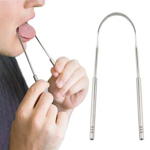 Stainless Steel Tongue Cleaner Scraper Metal Oral Care Tool Halitosis Treatment Fresh Breath Tongue Scraping Tool