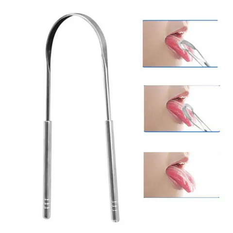 Stainless Steel Tongue Cleaner Scraper Metal Oral Care Tool Halitosis Treatment Fresh Breath Tongue Scraping Tool