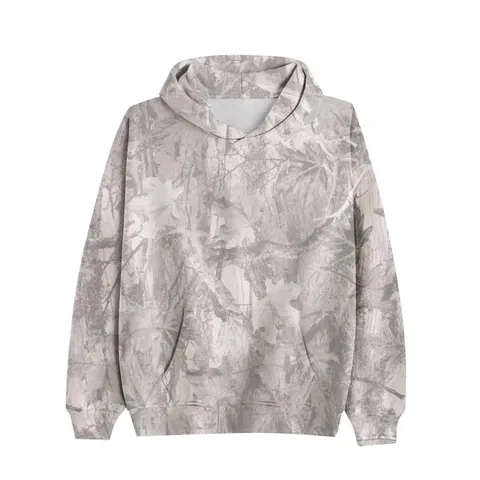 Sweat à Capuche Homme Décontracté Imprimé Camouflage Feuilles 3D Pull Ample Manches Longues Avec Poche Polaire en Polyester Chaud