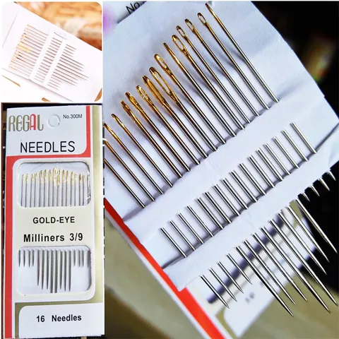 Aghi da Cucito a Mano Multimisura in Acciaio al Carbonio Occhio Dorato Spilli per Riparazione Tessuti