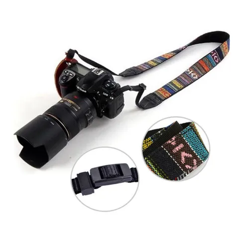 Vintage Ethnic Style Wide Camera Strap Retro Geometric Striped Woven Neck Shoulder Strap For DSLR SLR Cameras Photography