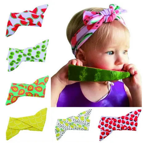 Mignon Bandeau de Cheveux pour Bébé Motif de Fruits Avec Oreilles de Lapin Accessoires Élastiques pour Photographie