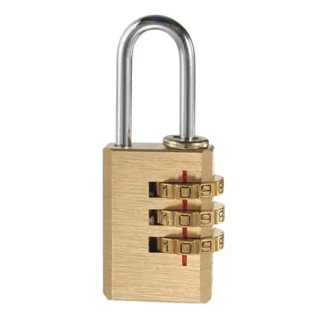 3 Digit Combination Padlock Portable Brass Tone Metal Luggage Lock For Travel Suitcase Storage Cabinet Locker