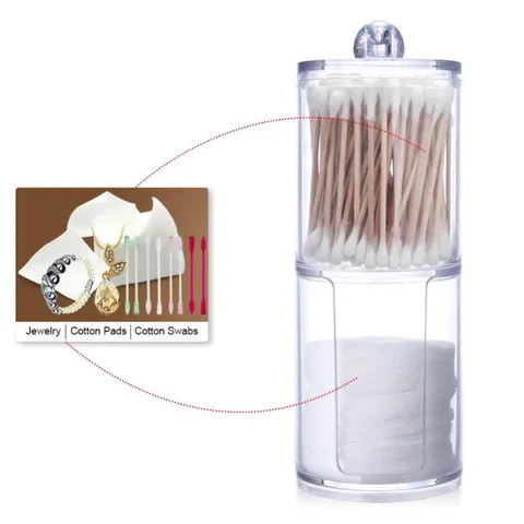Transparenter Acryl Wattestäbchenhalter Make-up Organizer Doppelschichtige Desktop Aufbewahrungsbox Für Wattepads Und Q-Tips