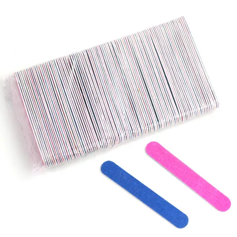 Professional Double Sided Wooden Nail Files Colorful Sandpaper Nail Buffers Salon Manicure Tool Accessories