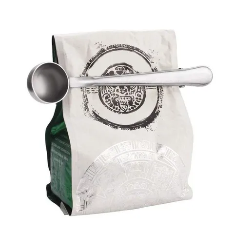 Stainless Steel Coffee Measuring Spoon With Sealing Clip Multifunctional Kitchen Scoop For Milk Powder Seasoning Silver