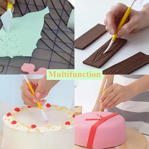 Outils de Modelage de Fleurs en Fondant en Plastique Artisanat de Sucre Décoration de Gâteau Stylo de Sculpture Pâtisserie DIY Ensemble d'Outils