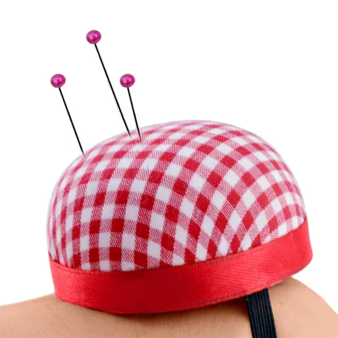 Draagbaar Polsspeldkussen Ruitjesstof Tomaten Speldkussenhouder Voor Thuis Handnaaien DIY Ambachtelijk Gereedschap