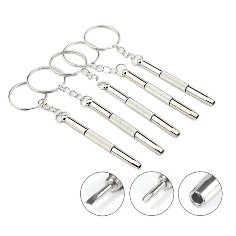 Portable Mini Screwdriver Keychain Metal Multi Functional Eyeglass Repair Tool Pocket Eyewear Maintenance Gadget